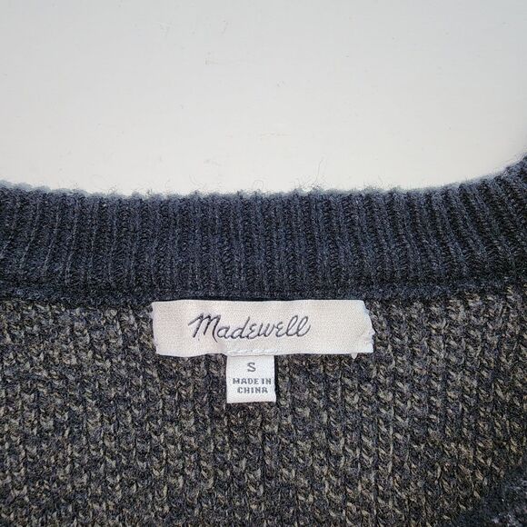 Madewell Grey Blue Cross-Back Colorblock Pullover Sweater Size S - Picture 5 of 8